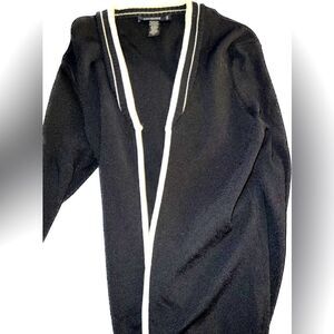 Laundry by Shelli Segal black and white trim zip up jacket/sweater, nylon